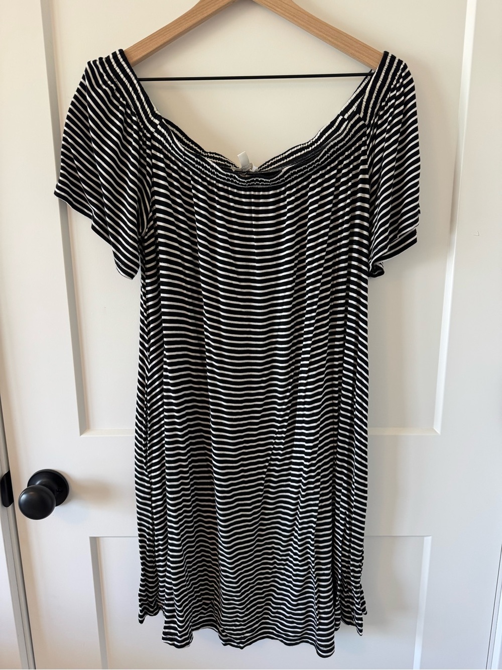 Abound Black and White Striped Off-the-Shoulder Dress Size XL